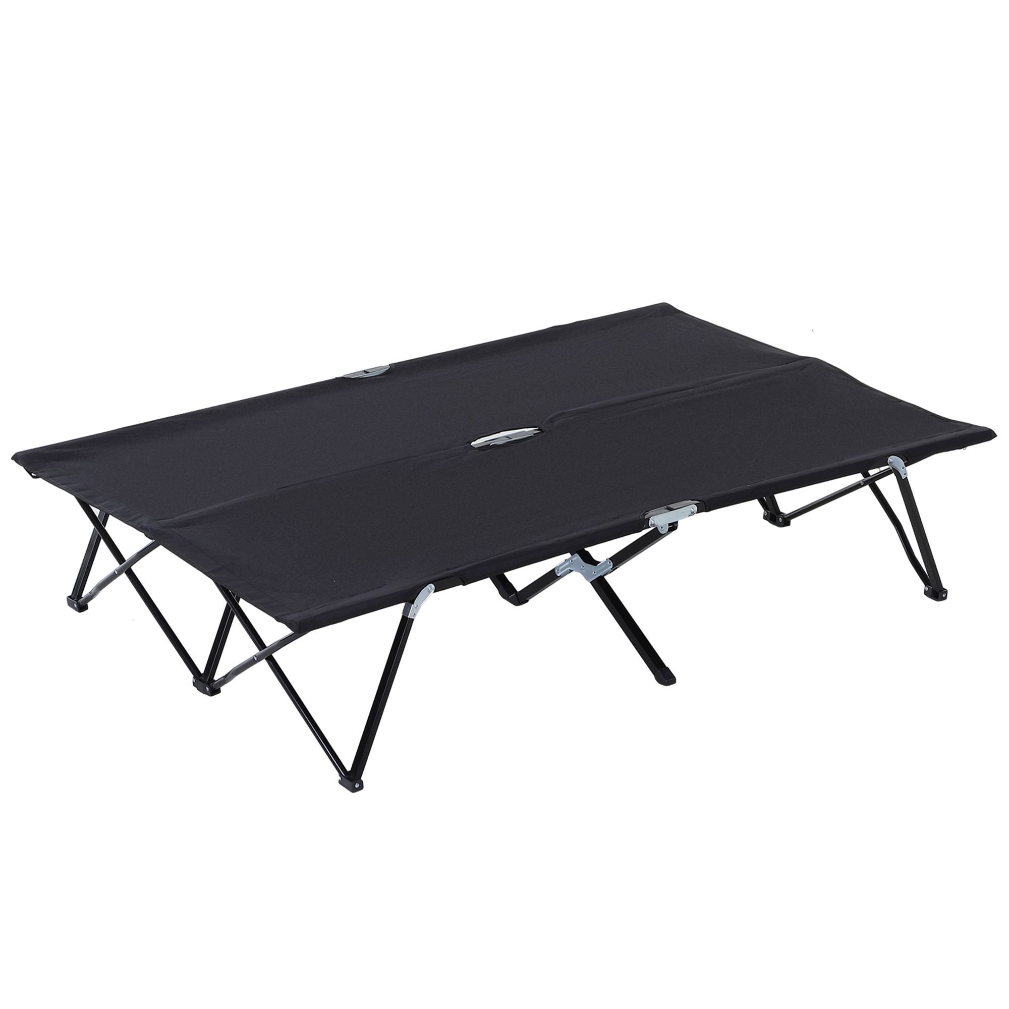 2 Person Folding Camping Cot for Adults, 50" Extra Wide Outdoor Portable Sleeping Cot with Carry Bag, Elevated Camping Bed, Beach Hiking