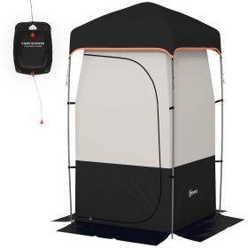 Camping Shower Tent, Portable Privacy Shelter with Solar Shower Bag, Removable Floor and Carrying Bag, Black