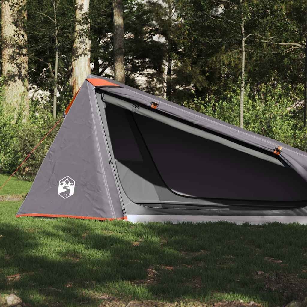Camping Tent Tunnel 1-Person Gray and Orange Waterproof