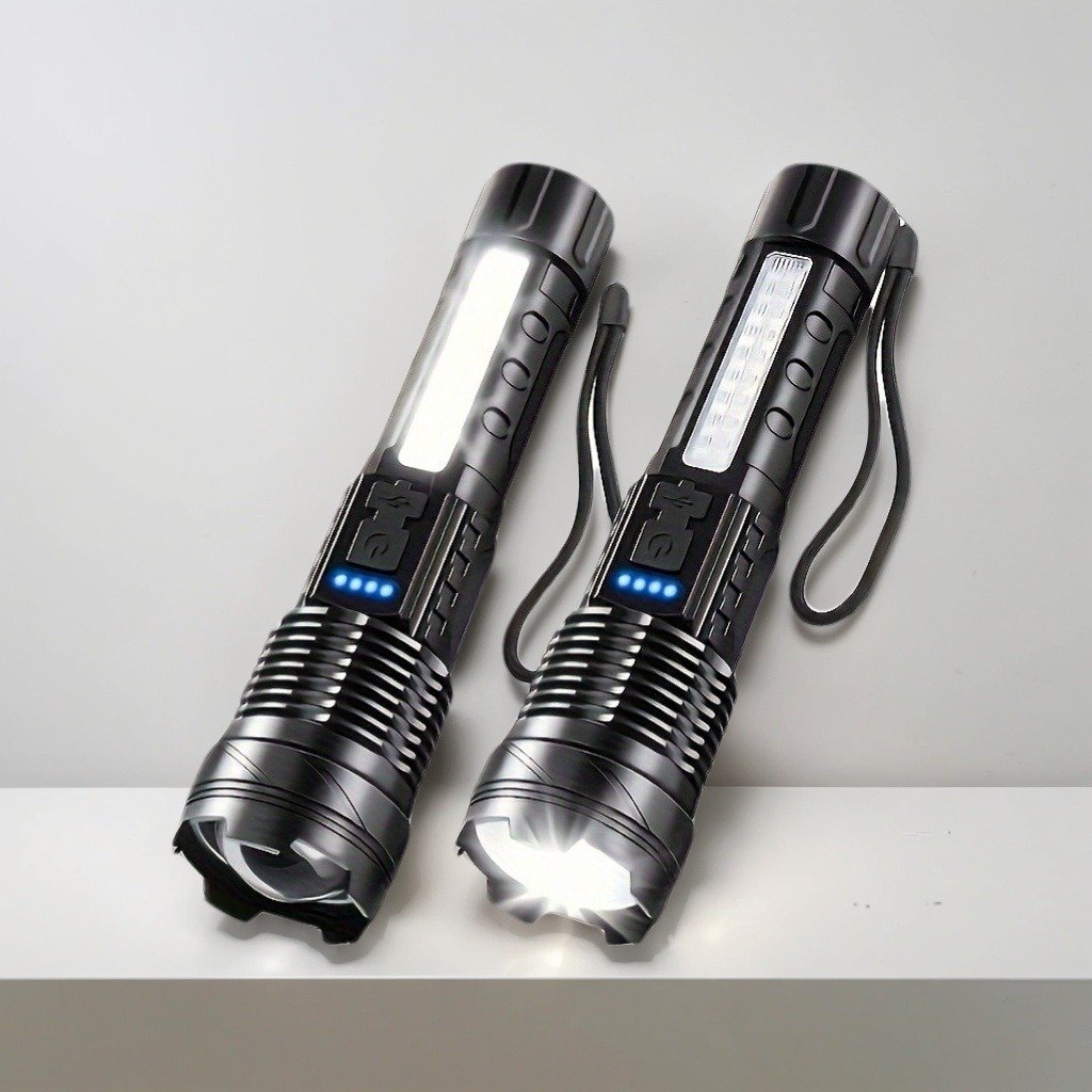 Two Pieces Of A76 Flashlights Can Handle All Situations Of Outdoor Exploration And Emergency Lighting. They Are A Must-have For Every Family (Option: Black)