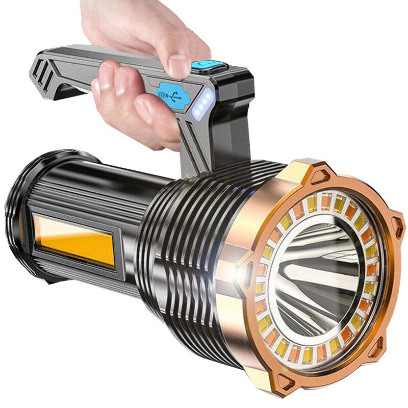 LED Torch USB Rechargeable COB Flashlight Spotlight Camping Light Most Powerful 99000000LM (Option: Black)