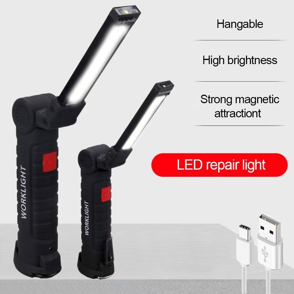 Rechargeable LED Work Light - 360 Degree Rotating Magnetic Base, Handheld Portable Light For Car Maintenance, Mechanical Work, Camping, Emergency (Option: SMALL)
