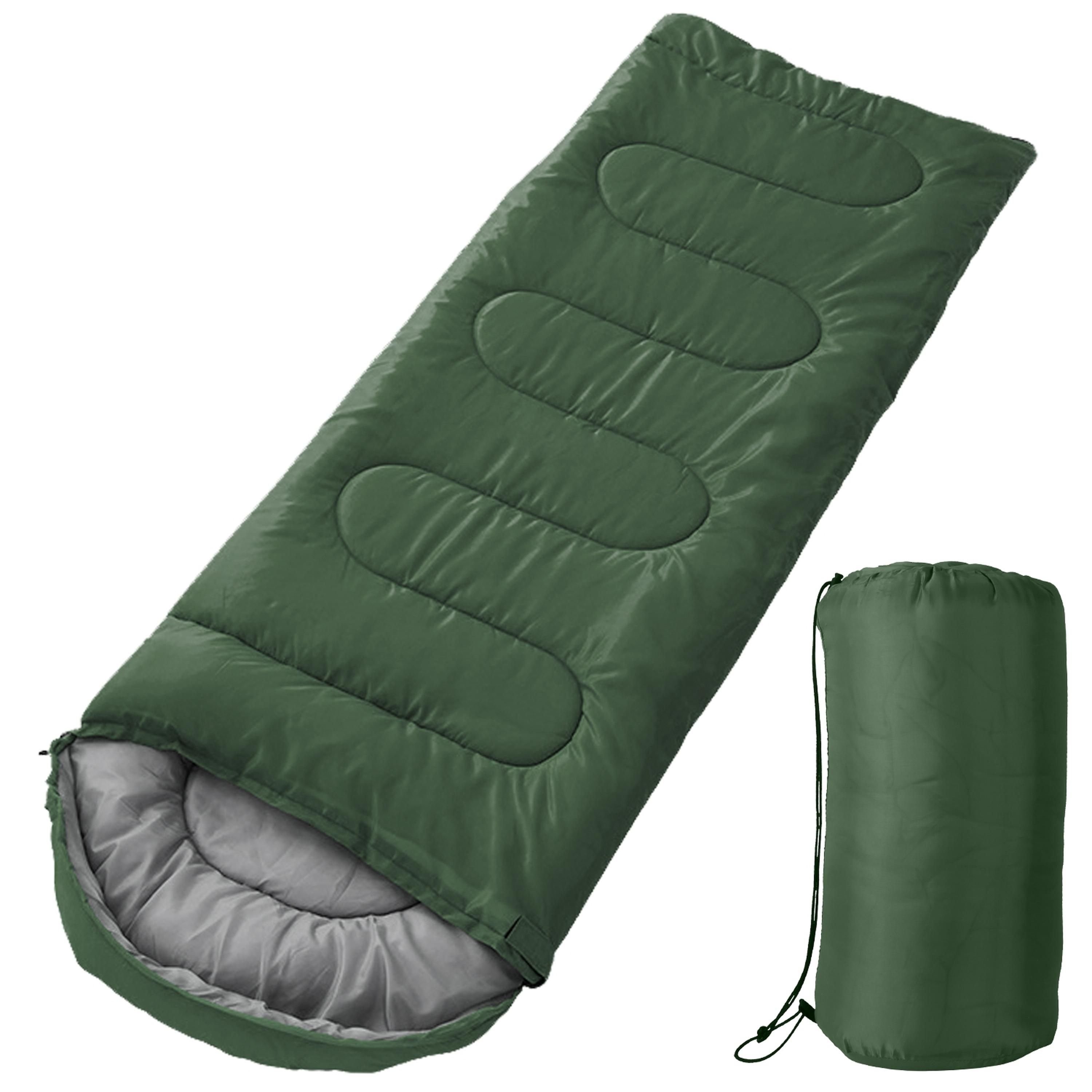Camping Sleeping Bags for Adults Teens Moisture-Proof Hiking Sleep Bag with Carry Bag 32-50? for Spring Autumn Winter Seasons (Color: Army Green, size: One size)